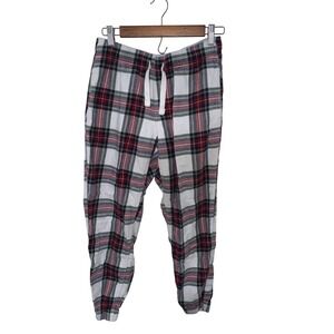 Abercrombie & Fitch Soft Sleep Plaid Flannel Jogger Pajama Pants Small White Red